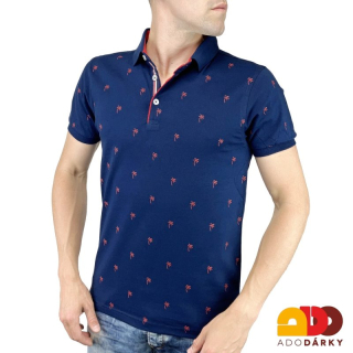 Pánská polokošile krátký rukáv tmavě modrá s palmami