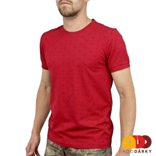 Pánské triko krátký rukáv červené s kotvami