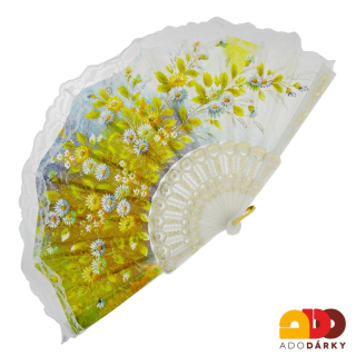 Vějíř krajkový s květy  - varianta XIII. 42 cm