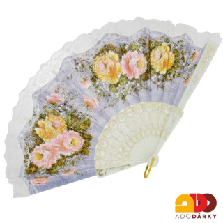Vějíř krajkový s květy - varianta XX. 42 cm