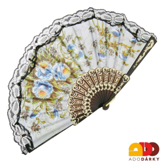 Vějíř krajkový s květy - varianta XXI. 42 cm