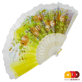 Vějíř krajkový s květy - varianta XXIII.  42 cm