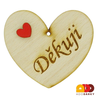 Dřevěné srdce Děkuji 8 cm