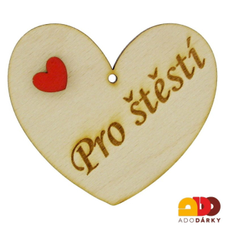 Dřevěné srdce Pro štěstí 8 cm