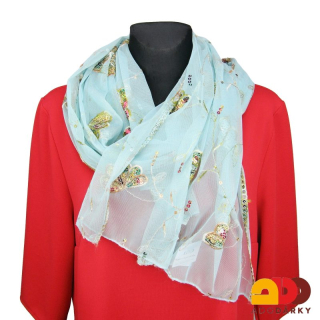 Jemná průhledná šála s květy