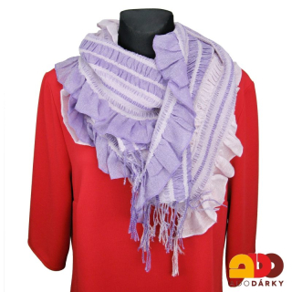 Dámský šál fialový s volánky