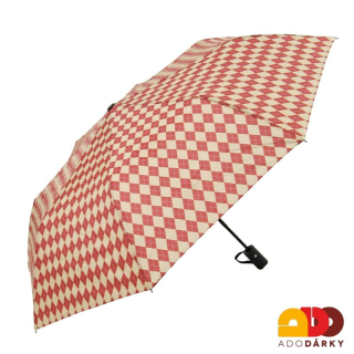 Dámský skládací deštník károvaný červený