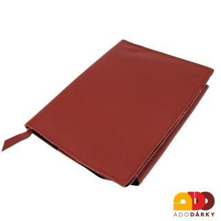 Kožený obal na knihy - Červený se záložkou 