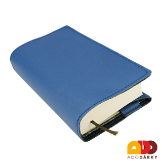 Kožený obal na knihy - Modrý se záložkou 
