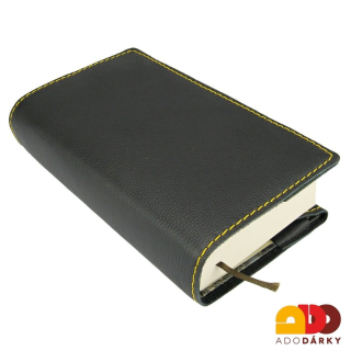 Kožený obal na knihy - Černý se záložkou var III. 