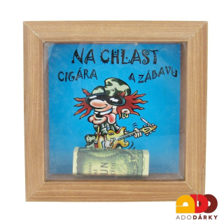 Dřevěná pokladnička Na chlast, cigára a zábavu