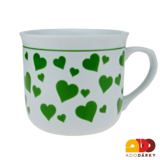 Porcelánový hrnek srdce zelený 650 ml