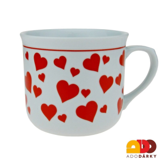 Porcelánový hrnek srdce červený 650 ml