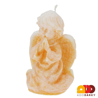 Svíčka klečící anděl oranžový  9,5 cm