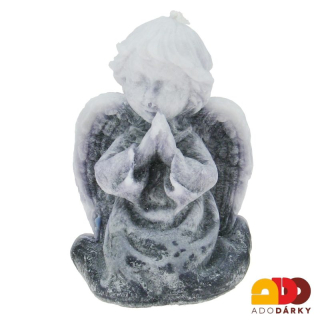 Svíčka klečící anděl tmavě šedý  9,5 cm