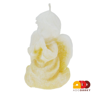 Svíčka klečící anděl světle žlutý  9,5 cm