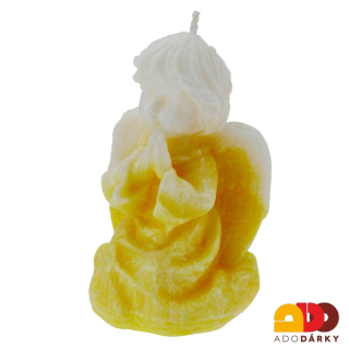 Svíčka klečící anděl žlutý  9,5 cm