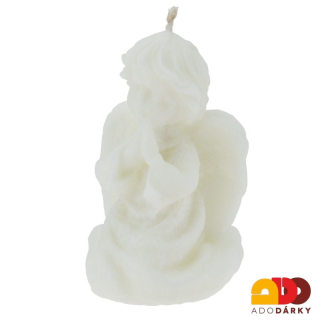 Svíčka klečící anděl bílý 9,5 cm