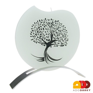 Svíčka světle zelená 1 knot Strom + kovový stojánek