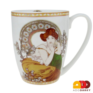 Hrnek Alfons Mucha Smaragd bílý 0,35 l