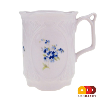 Hrnek růžový porcelán s pomněnkami 0,18 l