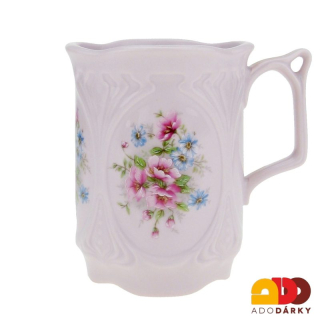 Hrnek růžový porcelán s kvítky 0,18 l