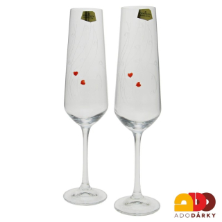 Sklenice se srdíčky na sekt 200 ml, sada 2 ks
