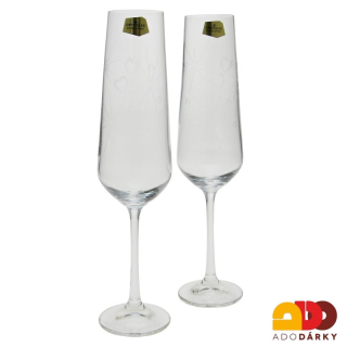 Sklenice se srdíčky na sekt 200 ml, sada 2 ks