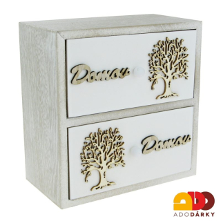 Šperkovnice Domov s dvěma šuplíčky nad sebou 16 x 11,5 x 16,5 cm