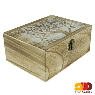 Šperkovnice dřevěná se stromem 18 cm