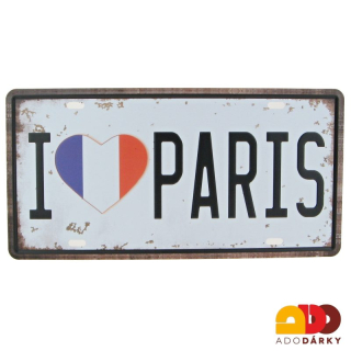 Plechová cedule "PARIS" 31 x 15,5 cm