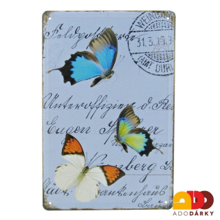 Plechová cedule "Motýli"  20 x 30 cm