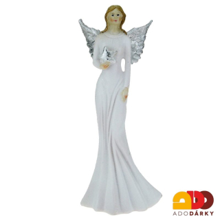 Anděl se stříbrnými křídly s hvězdičkou 19,5 cm