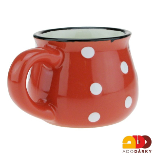 Hrneček moka červený s bílými puntíky 75 ml