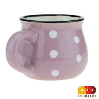 Hrneček moka růžový s bílými puntíky 75 ml