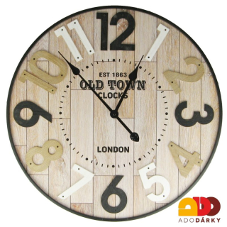 Hodiny dřevo + kov "Old town" 60 cm