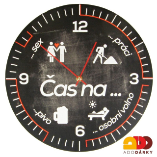 Dřevěné hodiny "Čas na ..." Ø 34 cm