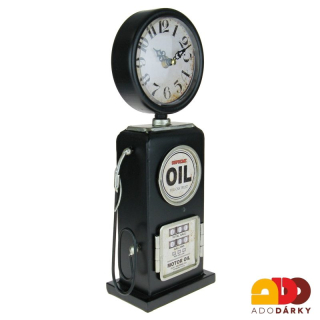Hodiny stolní čerpací stanice černá 34 cm