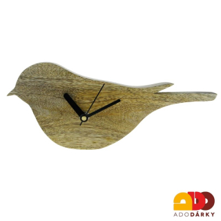 Hodiny ptáček z mangového dřeva 25 cm