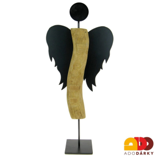 Anděl dřevěný s kovovými křídly 67 cm