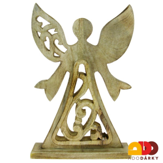 Anděl dřevěný prořezávaný 46,5 cm