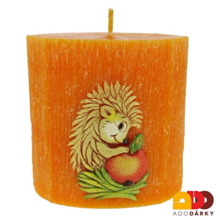 Svíčka ovál ježek oranžová 8 cm