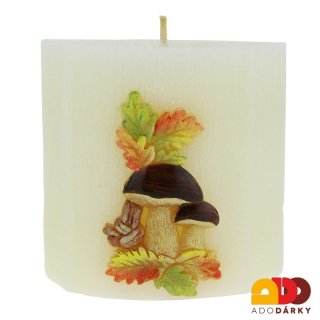 Svíčka ovál podzim bílá 8 cm