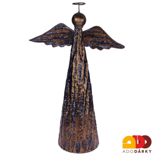 Plechový anděl měděný 47 cm