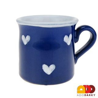 Hrnek rovný modrý s bílými srdíčky 0,2 l