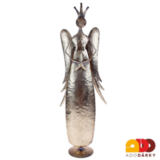 Plechový anděl s korunkou a hvězdou 60 cm
