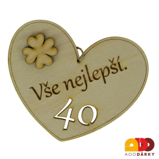 Přání Srdce Vše nejlepší 40 let