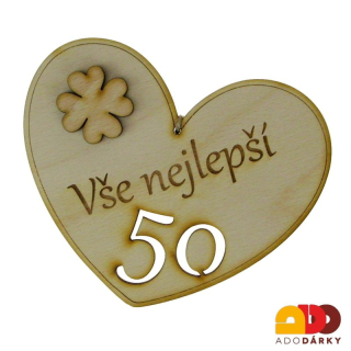 Přání Srdce Vše nejlepší 50 let