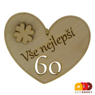 Přání Srdce Vše nejlepší 60 let