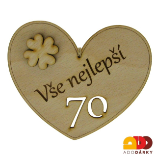 Přání Srdce Vše nejlepší 70 let